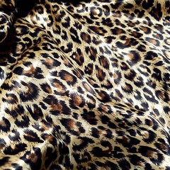 BROWN CHEETAH LEOPARD PRINT SATIN CHARMEUSE FABRIC 58″ BY THE YARD MOCHA SPOT