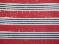 Distressed Red Natural Blue Stripe Combed Cotton Sewing Quilt Apparel Fabric
