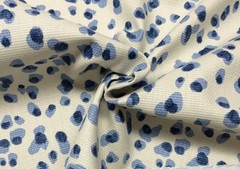 BALLARD DESIGNS MIRA BLUE ANIMAL LEOPARD DESIGN FABRIC BY THE 1/2(0.5) YARD 54″W
