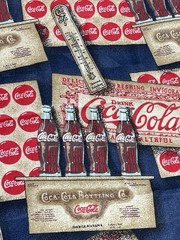Coca Cola Vintage Fabric 5 YDS x 45” Cotton Spectrix Coke Bottles Advertisement