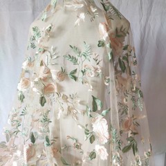 Delicate Floral Embroidery Lace DIY Mesh Bridal Fabric Wedding Prom dress