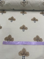Embroidered August Putty Cognac 2.5 yd Upholstery Interiors fabric leaf