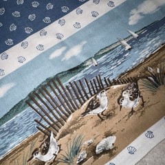 Vintage Shore Birds Fabric Panel 52×17 Seagulls Sandpipers Coastal Craft NOS