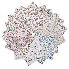 20 PCS 10×10 Inch 25×25 cm Polyester Quilting Fabric Squares Floral Printed