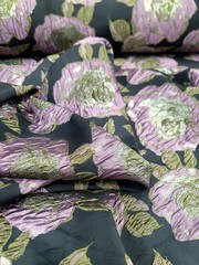 Mauve Gold Floral Metallic Brocade Fabric Sold By The Yard Black Jacquard Emboss
