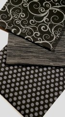 Black Gray Primitive Polka Dot Halloween Stripe Cotton Quilt Fabric Scrap Lot