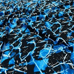 Abstract Neon Blue Thunders print Spandex Fabric 4-way Stretch Swimwear By Yard