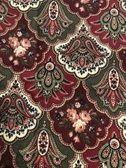 Faye Liverman Marcus Brothers Paisley Floral Maroon Green Fabric 2.25 Yards