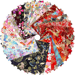 30 Pieces Japanese Style Fabric Squares Fat Quarters Cotton Wrapping Cloth Qu…