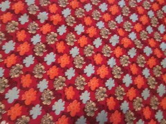 Floral Print Fabric Cotton Orange Red Blue Black White 3 Yards @ 44”