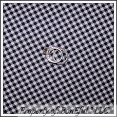 BonEful Fabric FQ Cotton Quilt B&W Black White Gray Gingham Check Block Stripe S