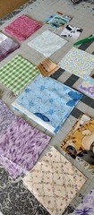 Lot of 120 cut squares for quilting / Crafts 4″x4″ and 2″x2″