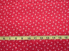1 yd 100% Cotton Fabric Red with White Flowers