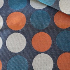 Vtg A. Gerard Maharam Upholstery Fabric MCM “Circles” Orange, Gray, Turq 3.7 yds