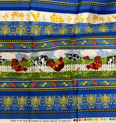 AVLYN – SPRING ON THE FARM-BLUE STRIPE BY MICHELE WOJCICKI– 5/8 YARD