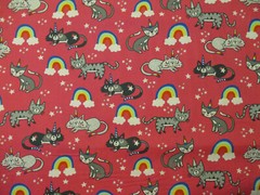 CATS UNICORNS CAT RAINBOW UNICORN BRIGHT COLORS PINK COTTON FABRIC BTHY