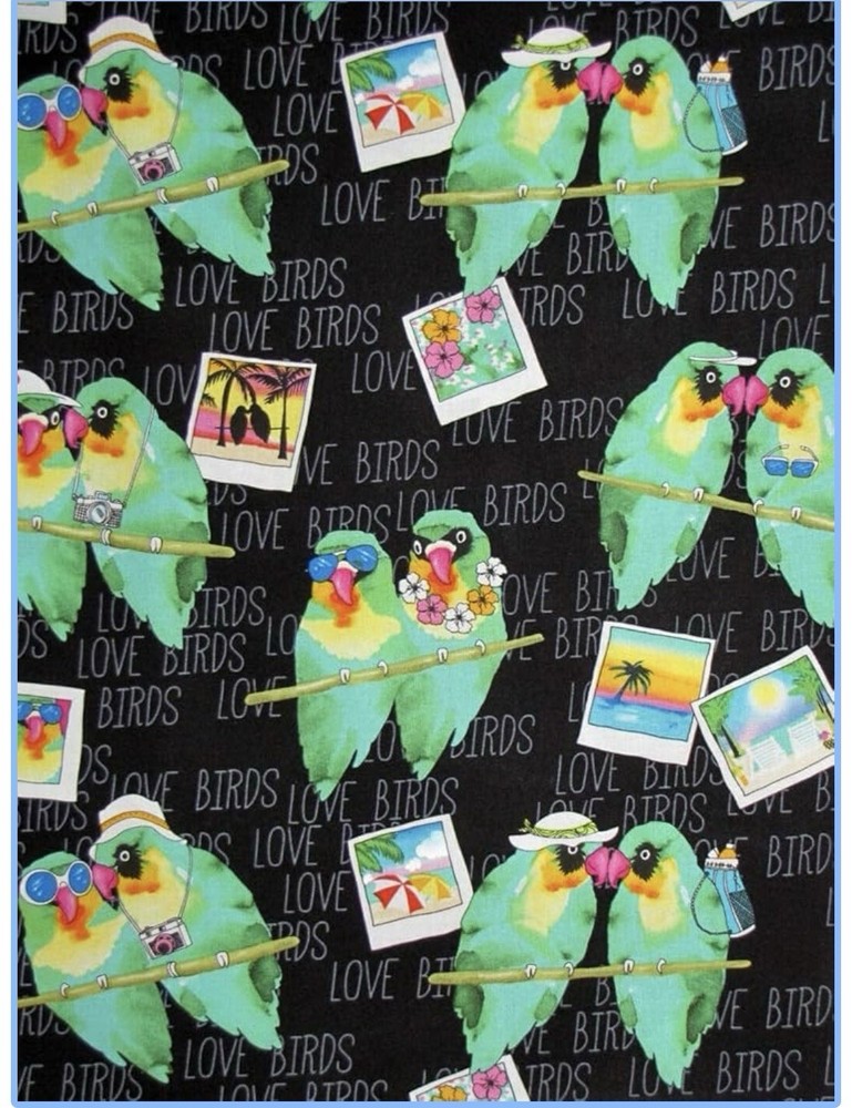 Tropical Rainforest Parrot Birds Cotton Fabric Kanvas Studio (Benartex) 1 Yard