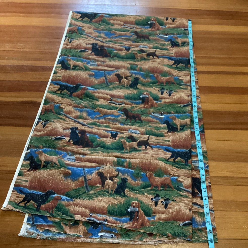 Cranston Print Works Fabric 2 Yards x 45″ By Joan Messmore – Hunting Dogs Ducks
