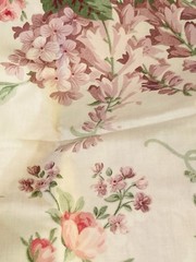 Pastel Pink Purple Flowers on Off White Large Print Fabric 1Y x 43″ Joan Kessler