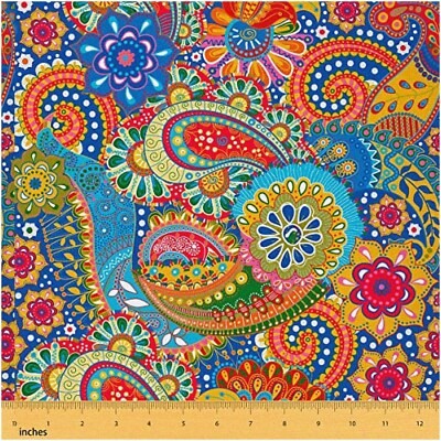 Retro Paisley Floral Waterproof Fabric for DIY Projects