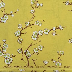 Pacific Fabric Printers 1980 Designs by Shoji Yellow Plum Blossom Fabric 4 Yds