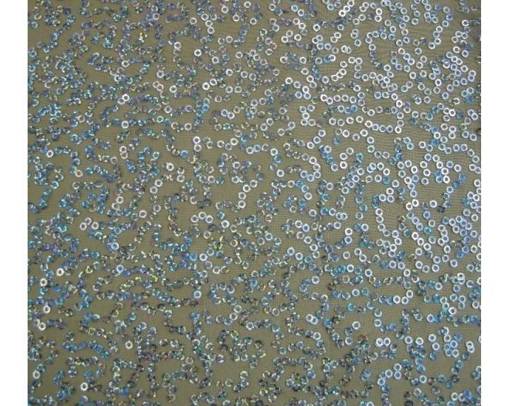 Luxury Sequin Dance Wear Stretch Fabric Material – NUDE SILVER