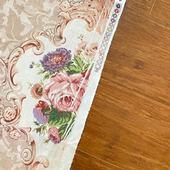 1.2 YD Vintage Floral Flourish Polished Cotton Decor Fabric Beige Cyrus Clark
