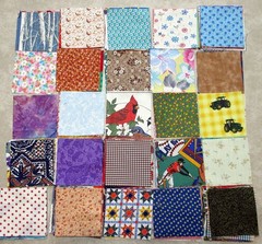 Lot of 150+ Granny’s Vtg 4″ X 4″ Charm Quilt Squares 1930s to 1990s Fabric