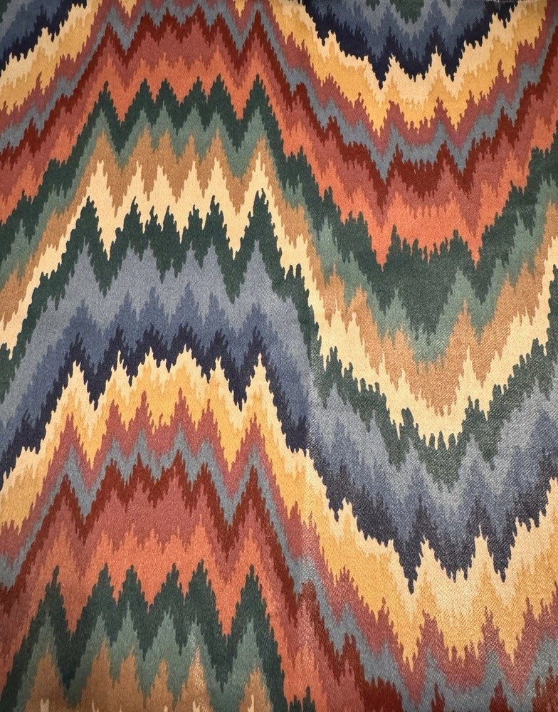 Vintage Waverly Ford Flannelstitch Fabric Remnants Boho Southwest Zigzag USA