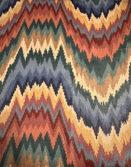 Vintage Waverly Ford Flannelstitch Fabric Remnants Boho Southwest Zigzag USA