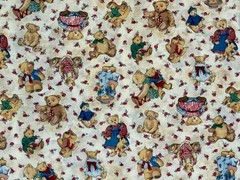 VINTAGE 1996 Teddybears on Cream (Fabric Traditions) – BTFQ: 18” x 22”