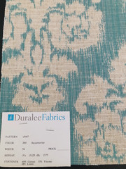 DURALEE Ikat in Aquamarine 17 1/4 x 17 3/8″ Woven Damask Fabric Sample