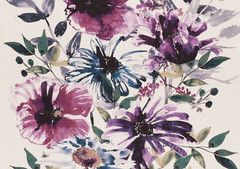 CHIVASSO/JAB CURTAIN FABRIC Flowers of Paradise 11.5 METRES CH2721-080 PURPLES