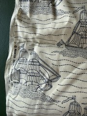 8 Yards Marcus Bros Fabric Boats Sailboats Blue On Cream Nautical