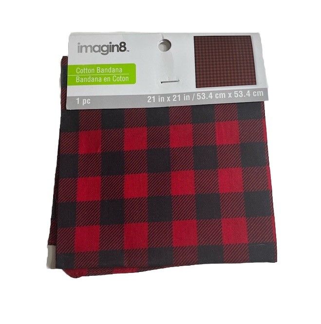 Red Black Checkered Bandana / Fabric For Crafting Sewing DIY 21” x 21” Brand New