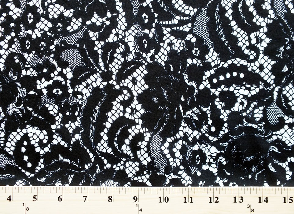 I.T.Y.® Original Design Matte’ Jersey Black White Fabric Print By the Yd D442.14