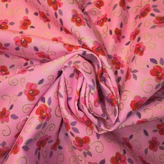 Marcus Brothers Metallic Florals on Pink Cotton Fabric by the HALF YARD