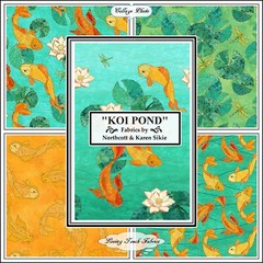 KOI POND NORTHCOTT KAREN SIKIE FISH WATER LILY FABRICS