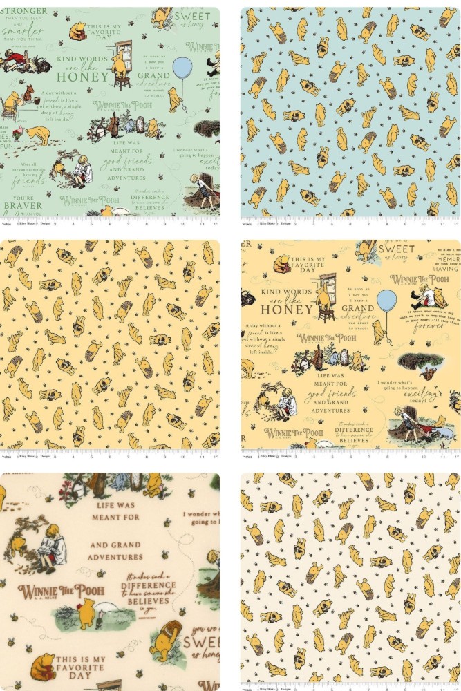 6 Half Yards -Assorted Winnie The Pooh Flannel Half Yard Bundle