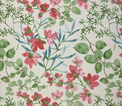 BRAEMORE GAZEBO CORAL PINK FRUIT FLORAL LINEN MULTIUSE FABRIC BY THE YARD 54″W