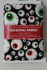 Eyeballs on Black Halloween Seasonal pre cut fabric by the yard New Old Stock