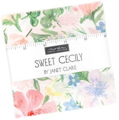 Sweet Cecily Moda Charm Pack, 42 100% Cotton 5-inch Precut Fabric Squares