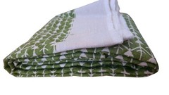 Carolina Irving 2 Yards Amazon Leaf Green Linen Hand-Painted Fabric Designer