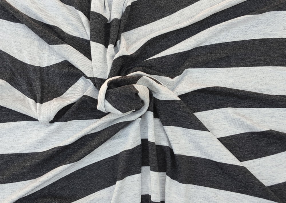 Charcoal Gray 1″ Stripe Fabric Jersey Knit by the Yard Rayon Spandex