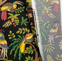 MILL CREEK TAILFEATHER FRESCO BLACK FOREST BIRD VINE OUTDOOR FABRIC BY YARD 54″W