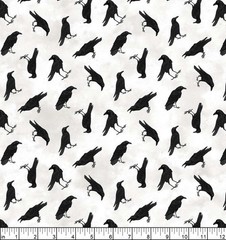 Northcott – Spellbound – Tossed Crows – White/Multi, Fabric BTY