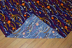 Vintage Fabric 50s 60s MCM Purplish Blue Abstract Waves Sunset 2.3Yard X 44Inch
