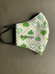 Face Mask triple Layer Handmade Washable Cloth Green Heart
