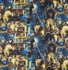 Timeless Treasures – Halloween Mystical Meow Quilting Cotton Fabric – Black Cat