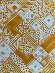 2 2/3 yds x 42” Vintage Golden Yellow Geometric Crossword Cotton Fabric